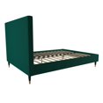 CosmoLiving by Cosmopolitan Audrey Upholstered Bed, Emerald Green Velvet, Queen Size Frame