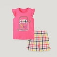 thumbnail image 2 of TOWED22 Baby Girl Summer Outfits 2 Piece Graphic Ruffle Sleeve Sleeveless Top and Shorts Set Casual Clothes Soft Toddler Clothing(Pink,1-2 Y), 2 of 6