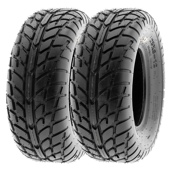 SunF ATV/UTV All Terrain Sport Dirt Flat Track Mini Bike Tire 25x8-12 25x8x12 6 PR Tubeless A021 (Set of 2)
