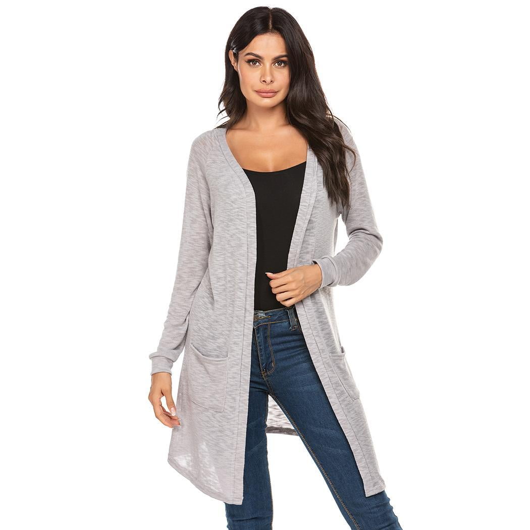 Womens Cardigan Sweater, Loose Casual Open Front with Pockets Long Sleeved  for Sun-Screening, Size XXL - Walmart.com