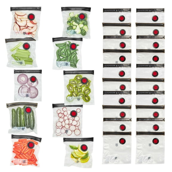 ZWILLING Fresh & Save 30-Piece Small Vacuum Sealer Bags, 1/2 Gallon Reusable Snack Bags, Meal Prep