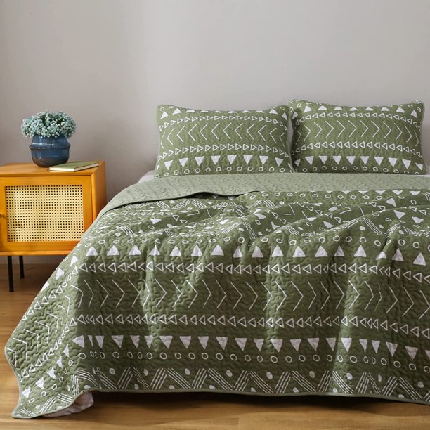 Boho Sage Green Quilt Set King Farmhouse Bedding Bedspread King Size