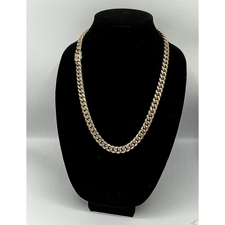 24K Miami Cuban Link Chain 10MM, for Men Real Solid Heavy Premium