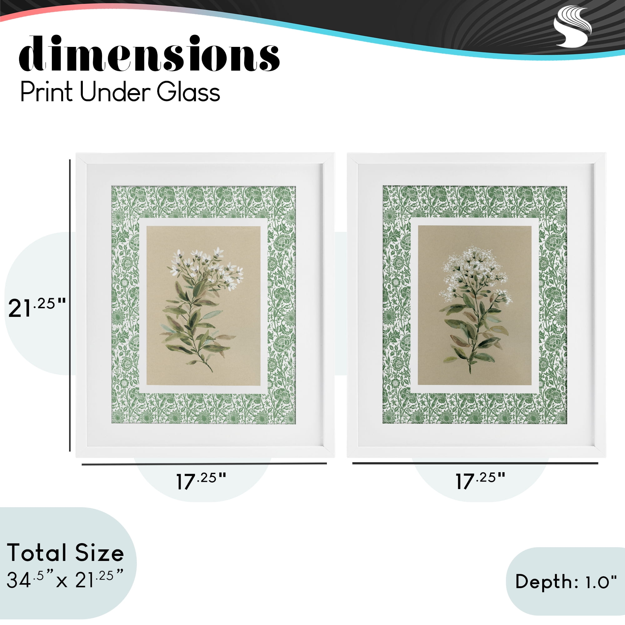 Stupell Industries Green Botanical Patterned Florals 2 Piece White Framed Print Under Glass Set, design by Carol Robinson