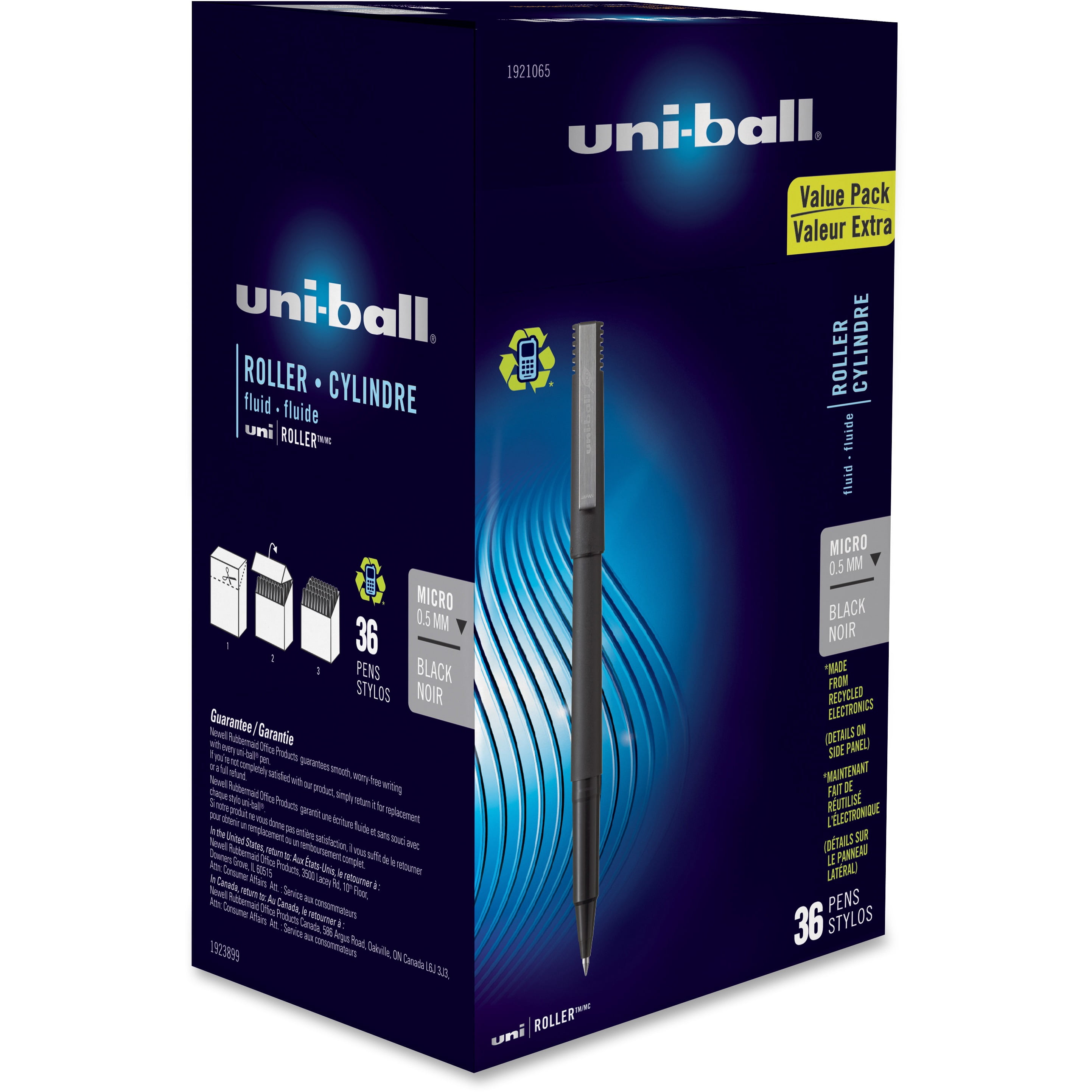 uni-ball Roller Pens, Micro Point (0.5mm), Black, 36 Count