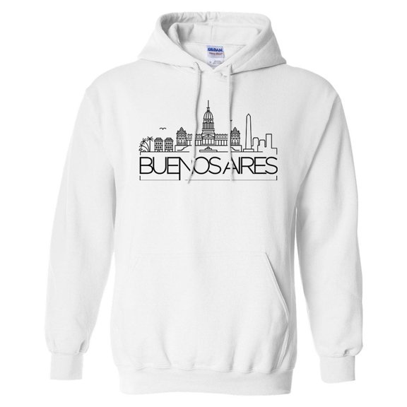 Skyline Buenos Aires Argentina Hoodie Sweatshirt Unisex Large White