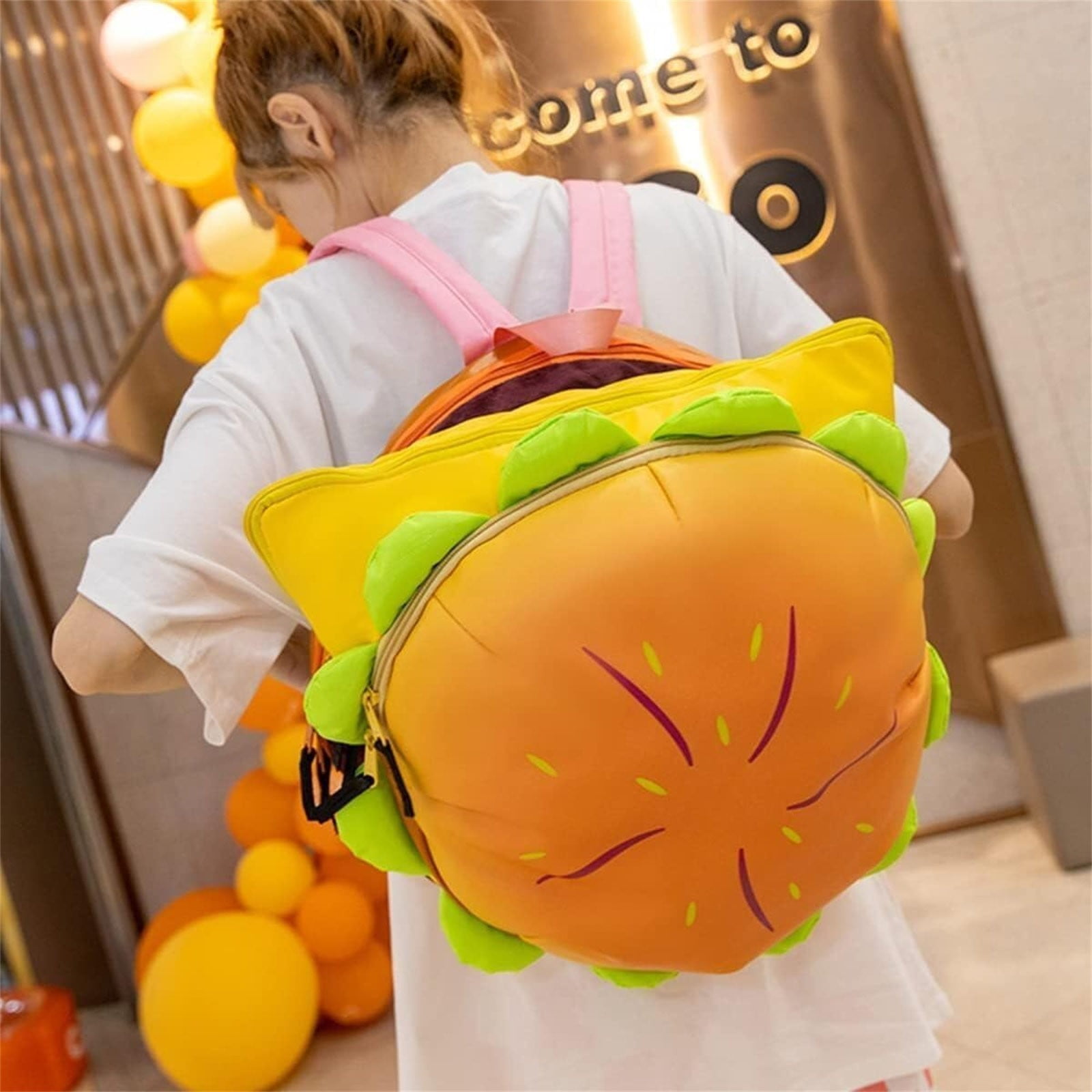 CSSJKYJ Cheeseburger Backpack, Funny Novelty Unique Cool Hamburger Daypack, Fashion Fun Casual Versatile Multi-Compartment Cheese Burger Backpacks(15x7.8x15in)