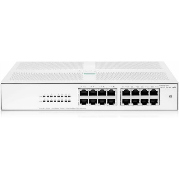 HPE Networking Instant On 1430 16-Port Gb Unmanaged Switch | 16x 1G Ports | Fanless | US Cord (R8R47A#ABA)