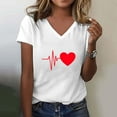 thumbnail image 2 of Womens T Shirt V Neck Short Sleeve Casual Summer Heart Print Y2k Clothes Red M, 2 of 4