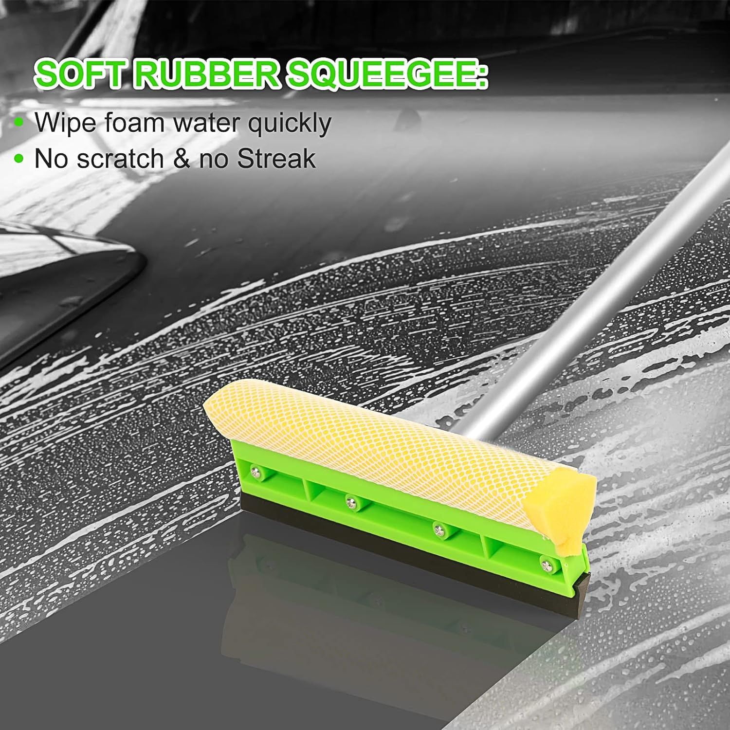 62 Car Wash Brush with Long Handle Chenille Microfiber Car Wash Mop Mitt Kit Car Detailing Brush Cleaning Kit Window Squeegee Car Duster Drying Towels Tire Brush for Cars RV Truck Boat
