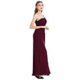 thumbnail image 3 of Angel-fashions Beading One Shoulder Silt Pleat Draped Long Evening Dress Elegant Wedding Party Guest Gown Wine Red Large, 3 of 6