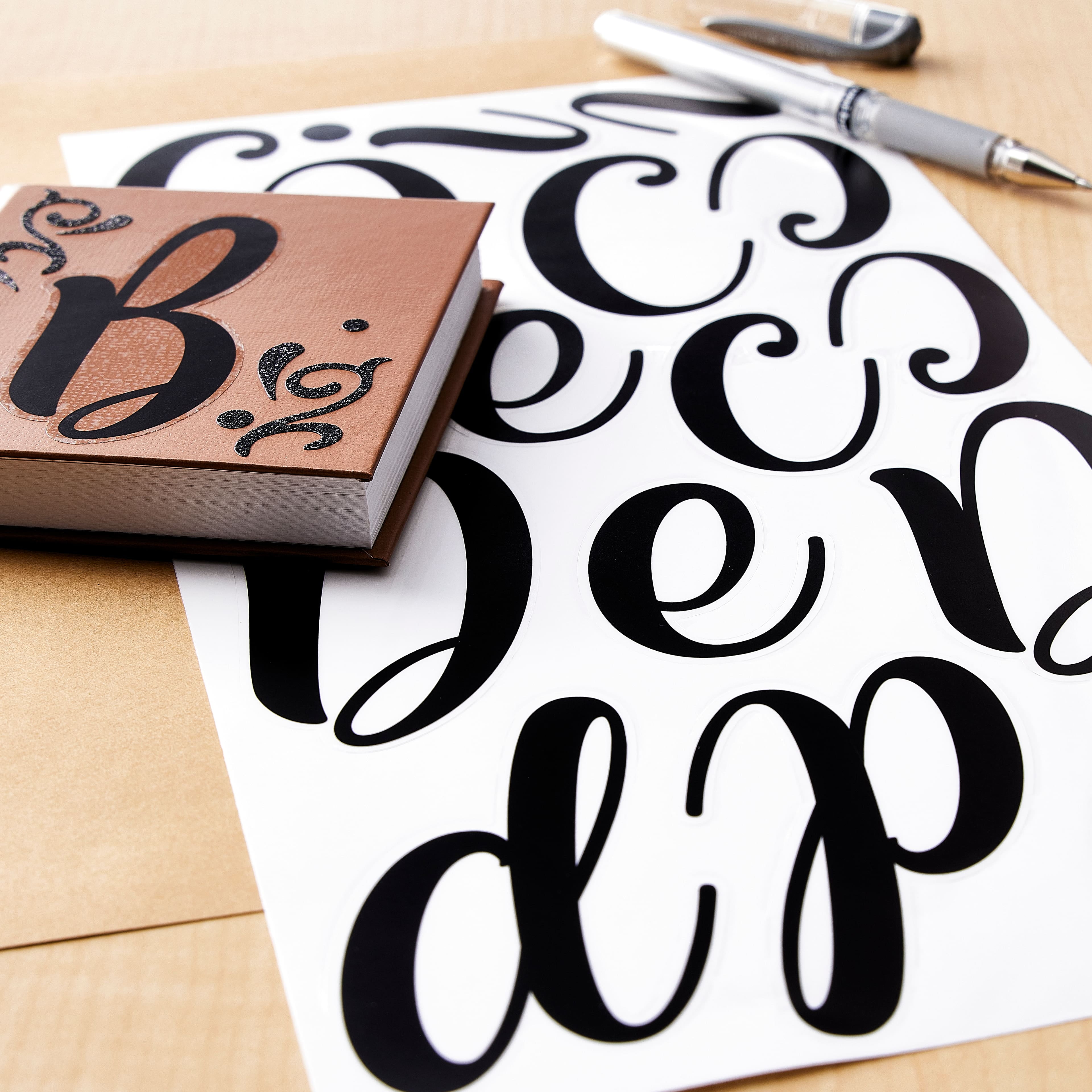 Recollections Black Hand Letter Alphabet Stickers, 12 Pack