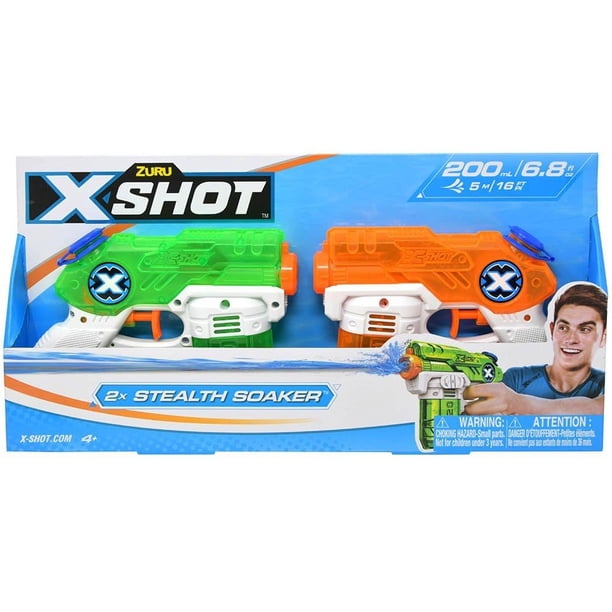 Pistola de agua ZURU X-Shot Small Stealth Soaker, paquete de 2