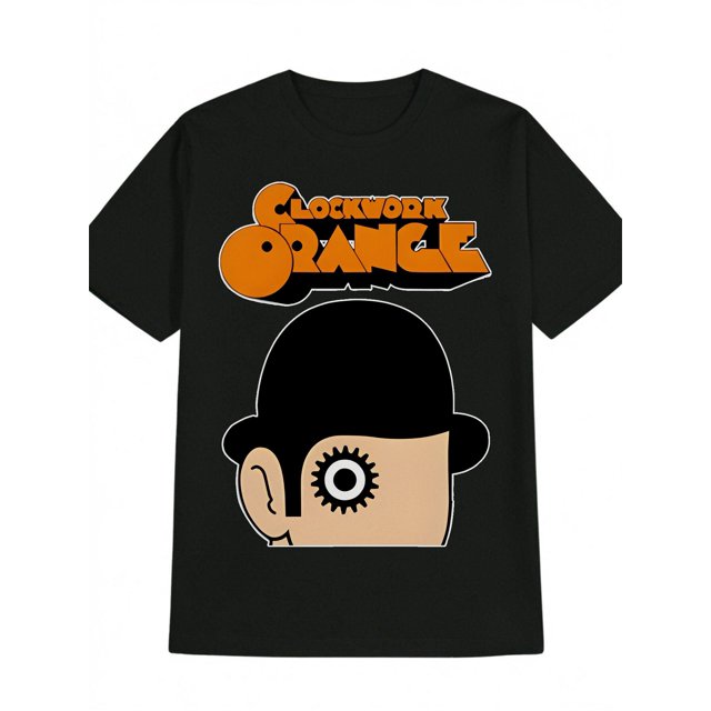 Men'S Casual Crew Neck T-Shirt, Clockwork Orange Graphic Print Tee, Slight Stretch Fabric, Summer Casual Style, Regular Fit, Adult Tshirt | Playful Design | Quality Print Finish