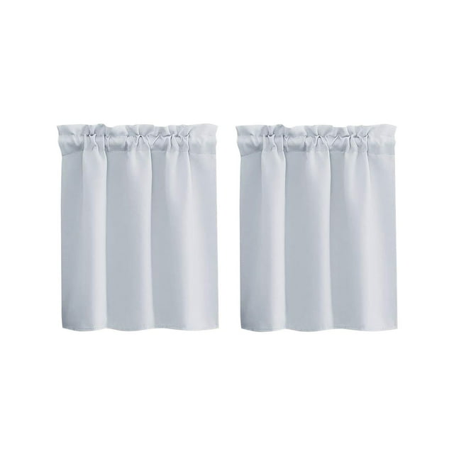 Cuxi Short Curtain for Kitchen, Cafe Window Treatment, Rod Pocket Small Curtain for Bathroom Rv Cabin, Light Filtering Decorative Panel Set of 2, 2X Short Curtains White