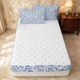 thumbnail image 4 of Erosebridal Traditional Flower Zipper Full Size Comforter Sets with Fitted Sheet and 2 Pillowcases, Retro Blossom Zipper Bedding Set, Reversible, Navy White, Reversible, 4 of 7