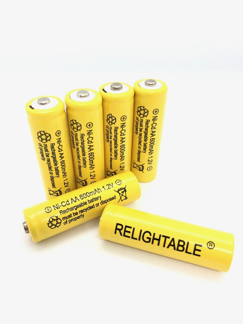 6 pcs Rechargeable NiCd AA 600 mAh Batteries for Solar-Powered Lights LED A6 