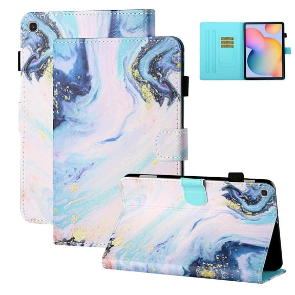 Allytech Galaxy S6 Lite 10.4" Case SM-P610 P615 (Not for Galaxy S6 10.5"), Slim Fit Folio Flip Stand Smart Cover Auto Sleep Wake Case for Samsung Galaxy Tab S6 Lite 10.4", Marble