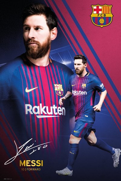Black Poster Hanger Size: 24 x 36 FC Barcelona Soccer/Sports Poster/Print Lionel Messi in Action - Season 2018/2019 