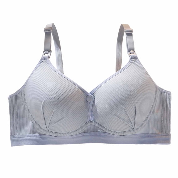 Bosfbaoi Solid Color Ribbed Nursing Wireless Bralette, Front Closure Adjustable Strap Lift Support Bra, Stretchable Comfort Postpartum Lingerie for Women