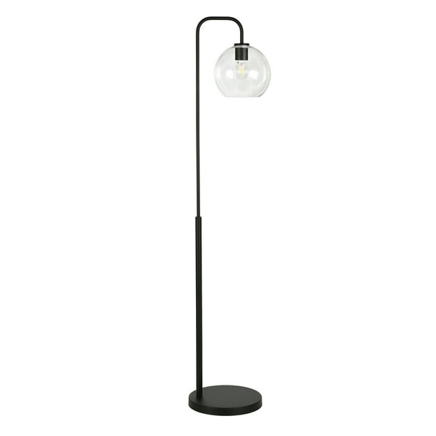 Evelyn Zoe Modern Metal Arc Floor Lamp With Clear Glass Shade Com Evelyn Zoe Modern Metal Arc Floor Lamp, Industrial Bronze Arc Floor Lamp With Dimpled Glass Shade