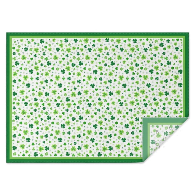 Irish Green Clover Shamrock Table Cloth,Wrinkle Free Table Cover with Polyester,Waterproof Reusable Tablecloth for Home Decor Summer Spring Picnic Dining Holiday (Rectangle,60x84inch)