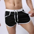thumbnail image 4 of kpoplk Men's Swim Trunk Swimwear Quick Dry Bathing Suit Board Short Sexy Boxer Brief with Drawstring Black,XXL, 4 of 6