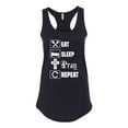 thumbnail image 2 of Eat Sleep Pray Repeat for Christians Faith | Womens Inspirational/Christian Jersey Racerback Tank Top, Black, Small, 2 of 3