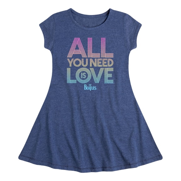 The Beatles - All You Need Is Love - Girls Fit And Flare Cap Sleeve Dress
