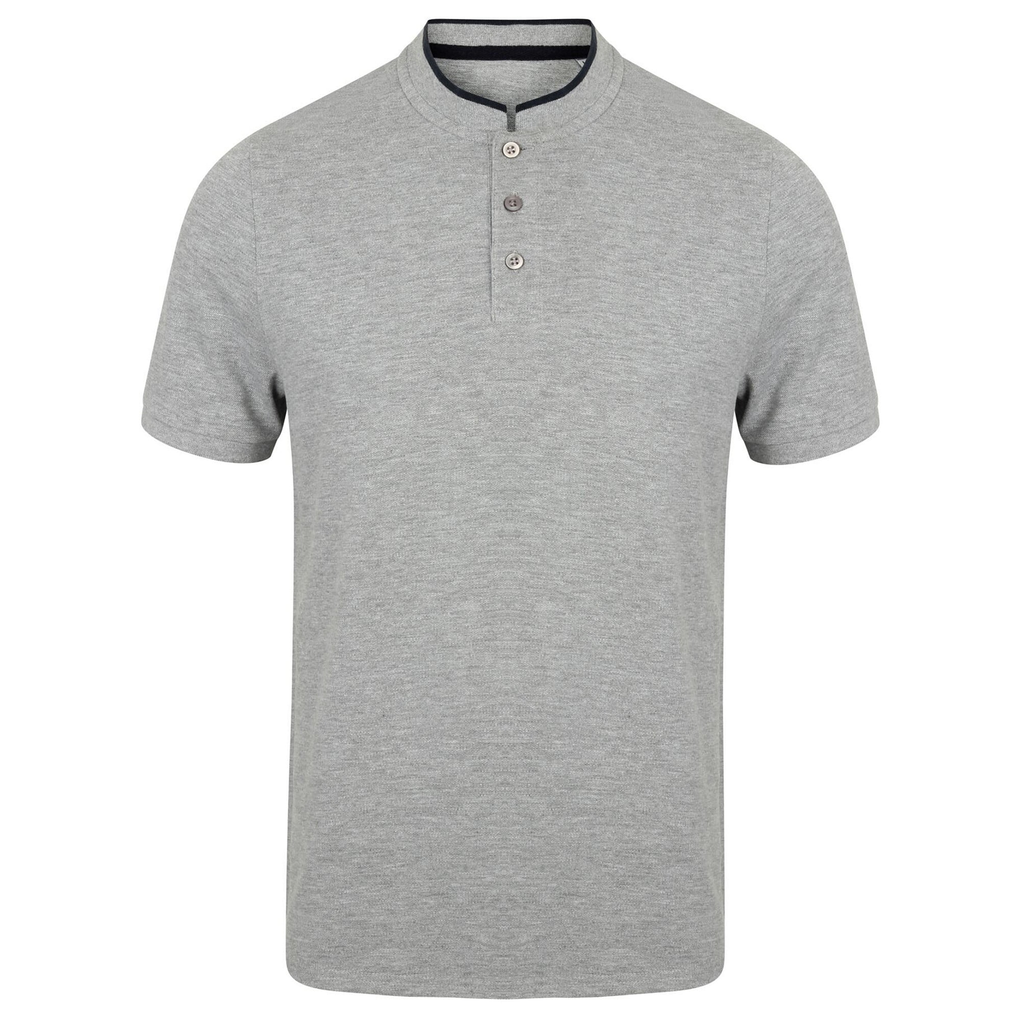 Front Row Mens Stand Collar Stretch Polo Shirt