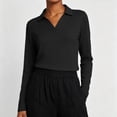 thumbnail image 6 of yillto Womens Long Sleeve V Neck Collared Tops Golf Workout Gym Hiking Athletic Tshirts for Women, 6 of 7