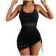 thumbnail image 2 of Trajes de baño tankini para mujer Traje de baño de dos piezas con falda conservadora y cuello redondo con tirantes de color sólido para mujer, 2 of 6