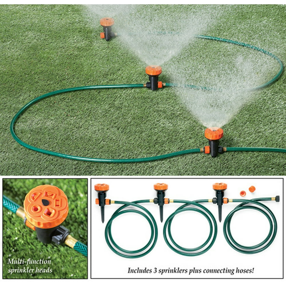 Portable Lawn Sprinkler System Set of 3, Green