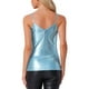 thumbnail image 3 of CAMISETA METÁLICA SIN MANGAS DE MUJER INSPIRE CHIC CON TIRANTES DE ESPAGUETI Y ESPALDA DESCUBIERTA M AZUL BRILLANTE, 3 of 6