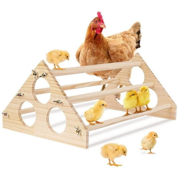 Wooden Chicken Coop Toy with Roosting Bar, Jungle Gym for Entertainment, 16.14 x 10.63 x 7.08 Inches, Fun for Holiday Play-Yellow