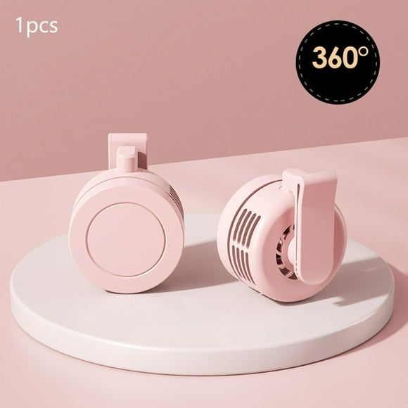 Mini ventilador sin USB recargable aire acondicionado mano portátil USB ventilador personal para viajes de senderismo al aire libre , Rosado 77x64x58mm Yinane Ventilador con clip para la cintura