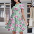 thumbnail image 2 of Floral Rose Pattern Print Women's Classic Swing Skater Dress Casual Work Party Cocktail Dresses, 2 of 6