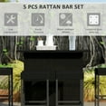 thumbnail image 4 of Outsunny Ensemble de Bar de Patio 5 Pcs, Ensemble de Bar d'Extérieur en Rotin PE Tressé à Dessus Haut avec Table et Chaises d'Extérieur, Table de Bar avec Dessus en Verre Trempé et Étagères, 4 Chaises de Bar, Noir, 4 of 10