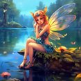 thumbnail image 1 of Vibrant Fairy by the Lake - DIY Diamond Painting, 1 of 6