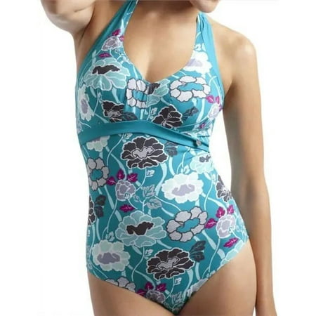 Panache TEAL FLORAL Loren Halter Underwire One-Piece Swimsuit  US 32I  UK 32G