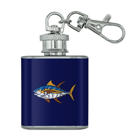 Tuna Fish Design Stainless Steel 1oz Mini Flask Key Chain