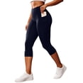 thumbnail image 2 of Costeam Womens High Waist Capri Yoga Pants Dual Side Phone Pockets Tummy Control 4 Way Stretch Non See Through Compression Athletic Workout Running Leggings, 2 of 7