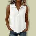 thumbnail image 5 of Women Half Zip Ribbed Sleeveless Tank Tops Dressy Casual Sporty Daily Vests Blouse White S, 5 of 6