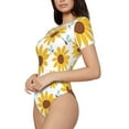 thumbnail image 2 of The Xecao Sunflowers Women's Crew Neck Body Suit, a short-sleeved bodysuit and basic swimsuit, both comfort and style for dating and daily life, 2 of 9