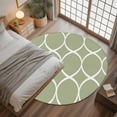 thumbnail image 3 of Abstract Geometric Washable Area Rug&nbsp;4 ft White Twisted Lines Green Background Soft Round&nbsp;Rugs for Living Room, Non Slip Carpet for Bedroom&nbsp;Entryway Dining Room, 3 of 9