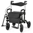 thumbnail image 1 of Goplus 2-in-1 Rollator Walker for Seniors with Seat 9" Pneumatic Tires for All Terrain Black, 1 of 10