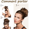 thumbnail image 5 of Pelo negro oscuro, postizos grandes, rizos, ondulados, coletero, moño falso de cabello natural, elástico para mujeres y niñas, 5 of 5