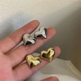 thumbnail image 2 of K-KED Minimalist Silver Color Heart Stud Earrings For Women Trendy Elegant Jewelry-_-silvery, 2 of 6