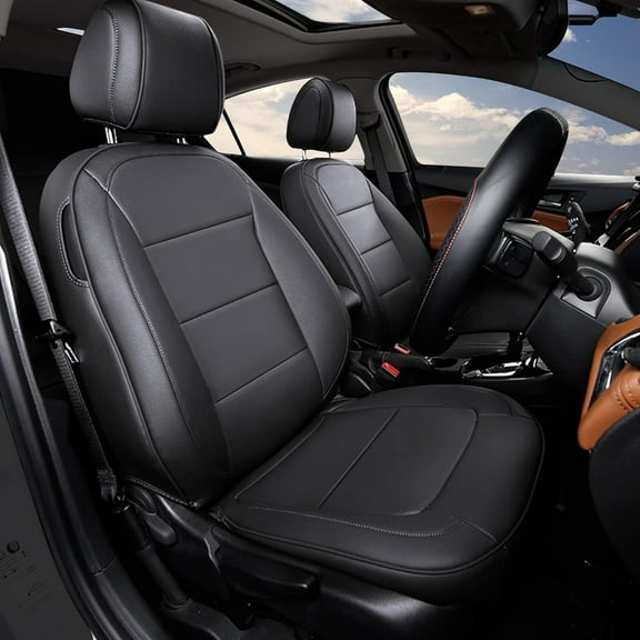 IKABEVEM Car Seat Cover Custom Fit for Chevrolet Equinox 2018 2019 2020 2021 2022 2023 2024 Full Set Seat Covers Faux Leather Equinox Car Seat Protector Black