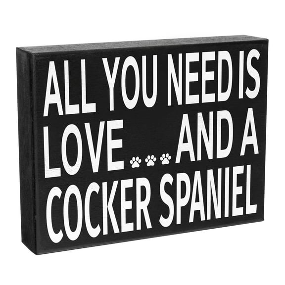 JennyGems All You Need is Love and a Cocker Spaniel Wooden Box Sign -Cocker Spaniel Gift, Cocker Spaniel Moms Wood Box Sign 8 x 6 Inches